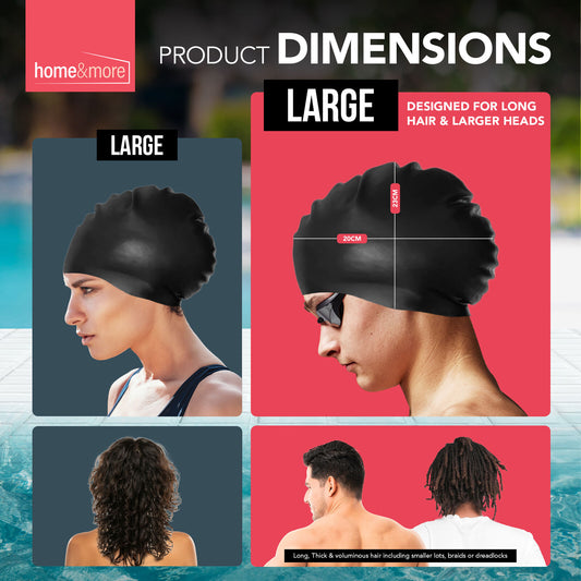 Black Swimming Cap Adult | Ladies Womens Mens Pool Swim Hat Waterproof Silicone