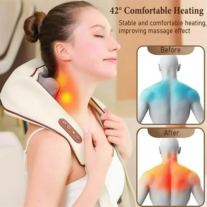 Neck Shoulder Massager Deep Tissue Shiatsu Back Massagers with Heatfor Pain Relief Electric Kneading Squeeze Muscles Massage