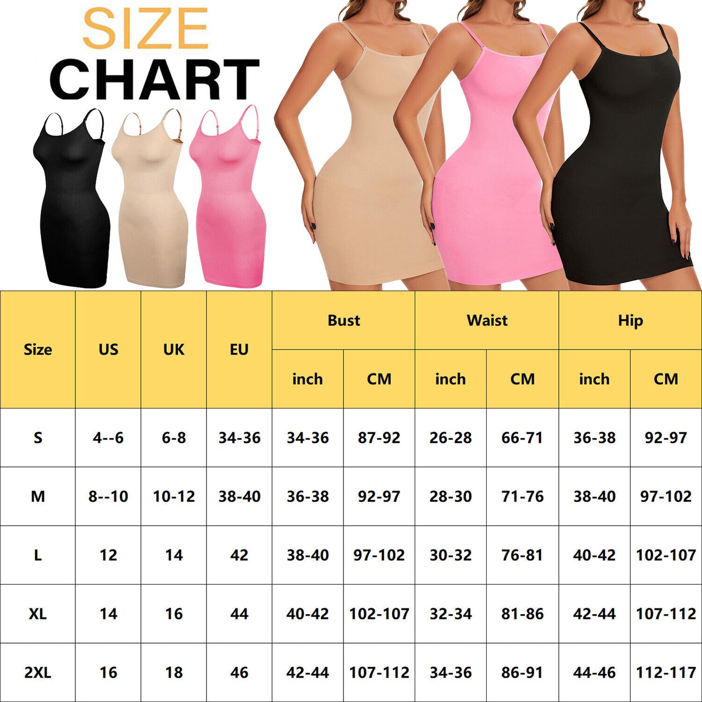 Women Dress Slips Body Shaper Full Slip Shapewear Tummy Control under Dresses