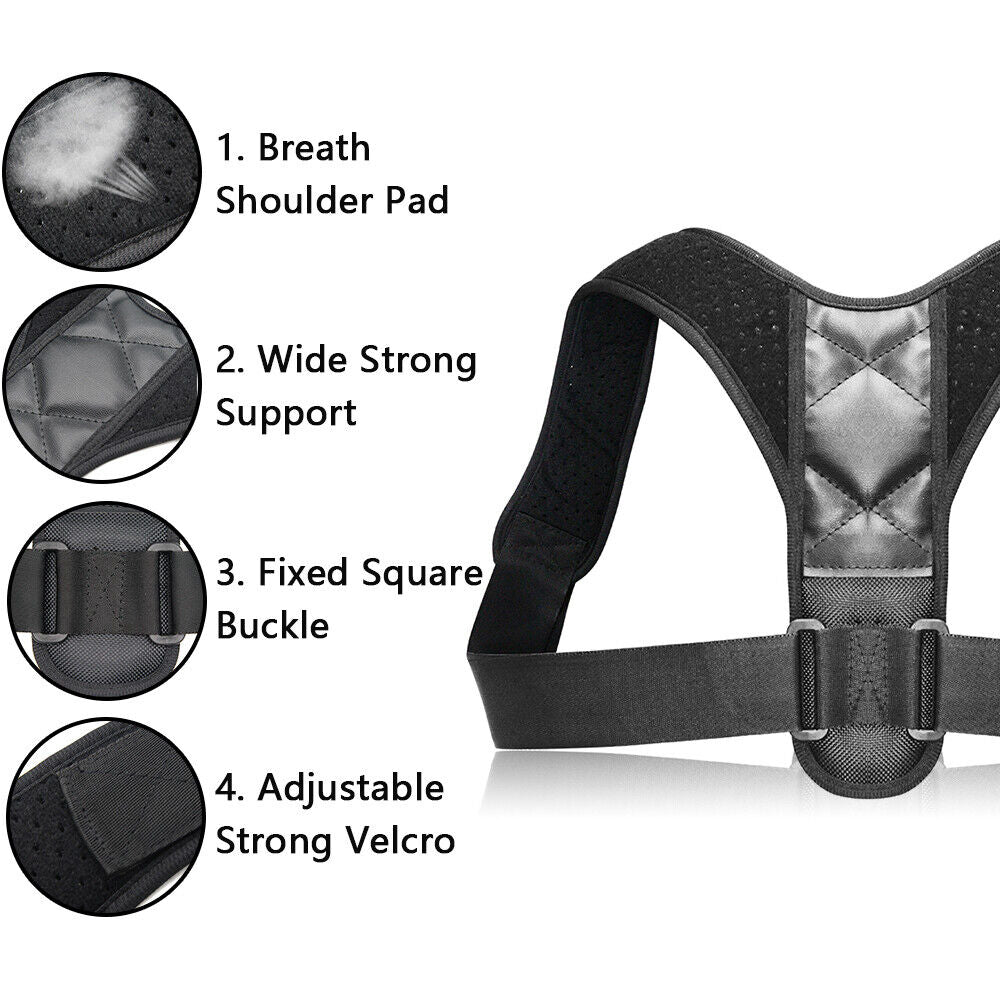 Posture Corrector Back Support Lumbar Shoulder Body Brace Wellness Support Belt