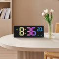 2024 Colorful Digital Alarm Clock Voice Control Temperature Date Dual Alarm Snooze Table Clock Night Mode 12/24H LED Clock Watch