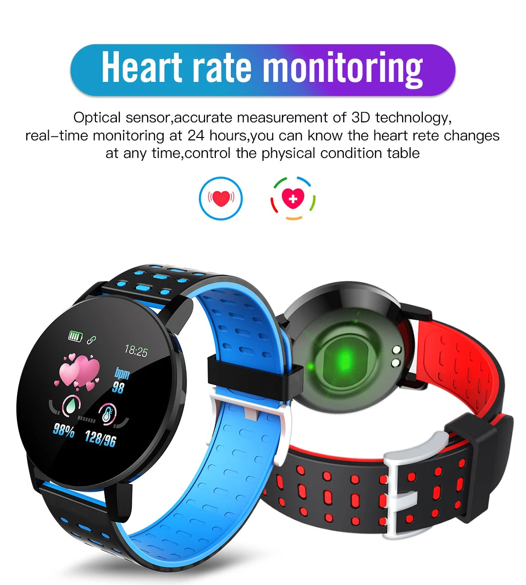 119S Smartwatch Bluetooth Smart Watch Men Blood Pressure Women Smart Band Clock Sports Fitness Tracker Watch for Android IOS