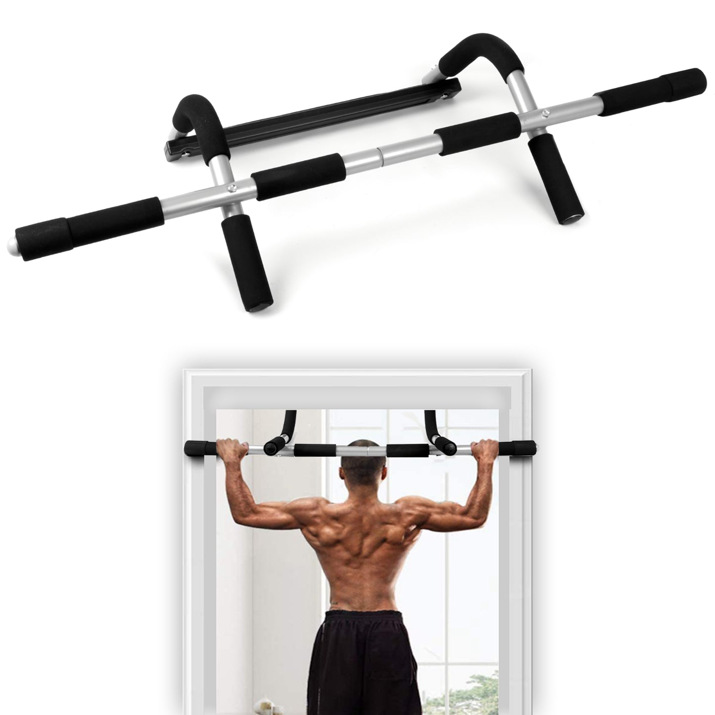 GYM FITNESS BAR CHIN up PULL up STRENGTH SITUP DIPS EXERCISE WORKOUT DOOR BARS